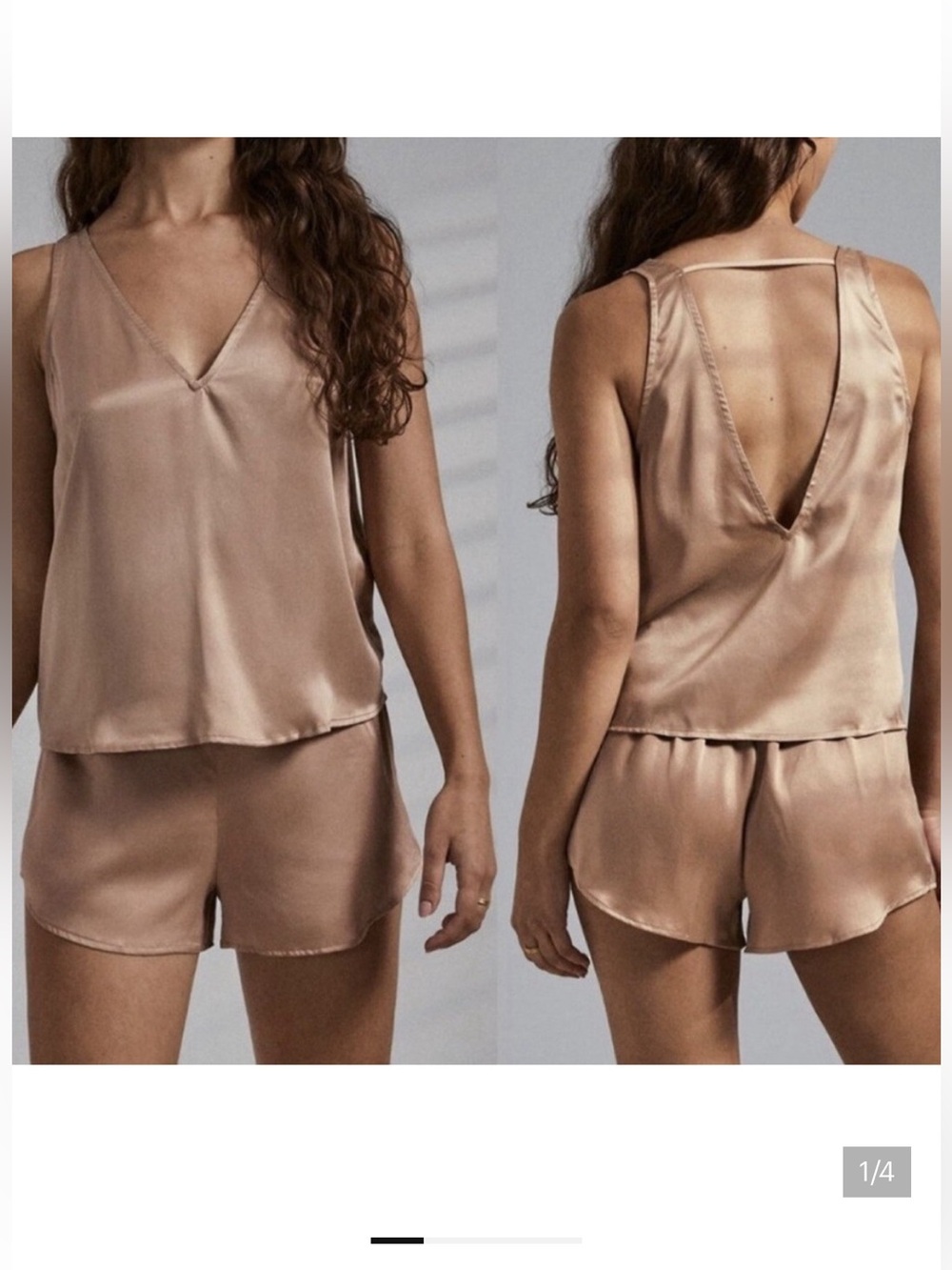 Lunya Washable Silk Pajama Tank and Shorts Set - Meditative Gray